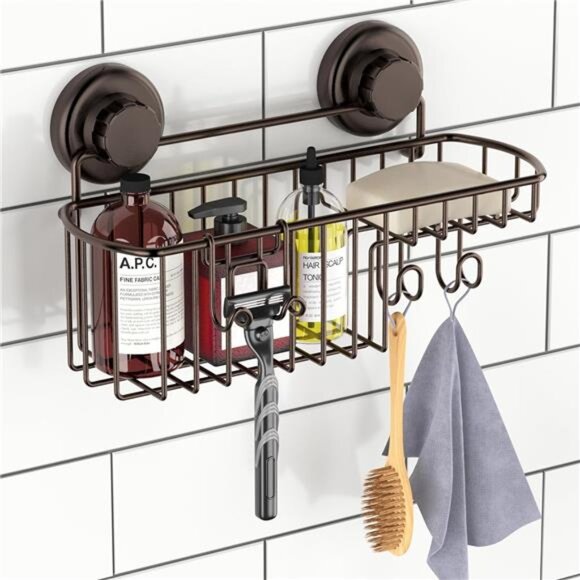 Powerful Vacuum Suction Cup Shower Caddy Basket for Shampoo - Combo Organizer - Picture 1 of 7